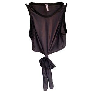 Fabletics Mesh Cropped Wrap Sexy Tank Top w/ Tie Waist XS Gray Athletic Beach
